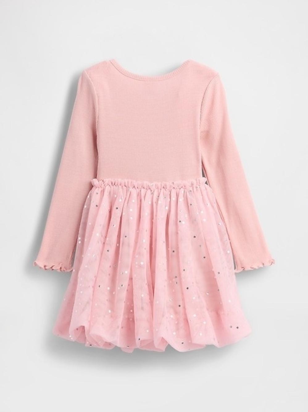 Pink Long-Sleeve Tulle Skirt Kids Dress